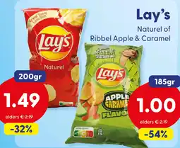 Die Grenze Lay’s Naturel of Ribbel Apple & Caramel aanbieding