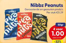 Die Grenze Nibbz Peanuts Geroosterde en gezouten pinda’s aanbieding