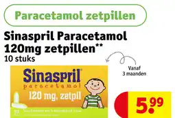Kruidvat Sinaspril paracetamol 120mg zetpillen aanbieding