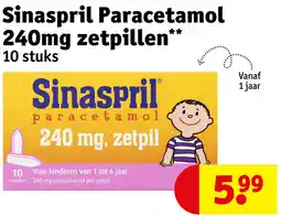 Kruidvat Sinaspril Paracetamol 240mg zetpillen aanbieding