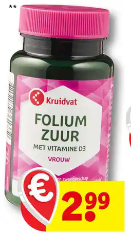 Kruidvat Kruidvat foliumzuur met vitamine d3 aanbieding