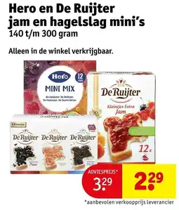 Kruidvat Hero en De Ruijter jam en hagelslag mini's aanbieding