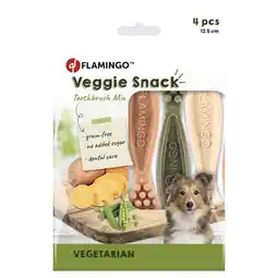 Zooplus Dubbelpak2x160g 8x12.5cm Flamingo Veggie Tandenborstel Mix voor honden aanbieding