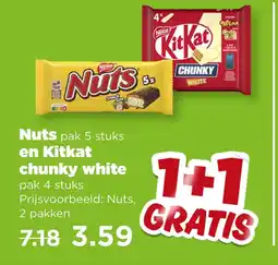 PLUS Nuts en Kitkat chunky white aanbieding