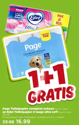 PLUS Page Toiletpapier compleet schoon en Edet Toiletpapier 4-laags ultra soft aanbieding