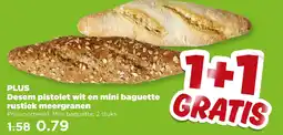 PLUS PLUS Desem pistolet wit en mini baguette rustiek meergranen aanbieding