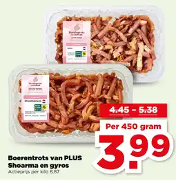 PLUS Boerentrots van PLUS Shoarma en gyros aanbieding