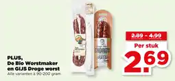 PLUS PLUS, De Bio Worstmaker en GIJS Droge worst aanbieding
