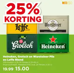 PLUS Heineken, Grolsch en Warsteiner Pils en Leffe Blond aanbieding