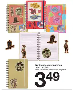 Zeeman Notitieboek met patches aanbieding