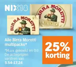 Albert Heijn Alle Birra Moretti multipacks aanbieding