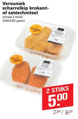 Coop Versuniek scharrelkip krokant of satéschnitzel aanbieding