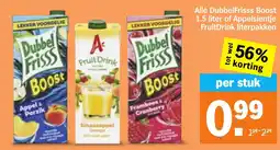 Albert Heijn Alle DubbelFrisss Boost of Appelsientje Fruitdrink aanbieding