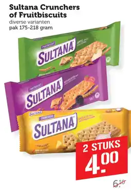 Coop Sultana crunchers of fruitbiscuits aanbieding