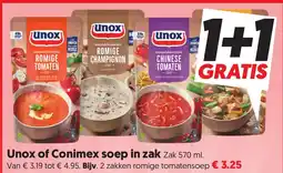 Dekamarkt Unox of Conimex soep in zak aanbieding