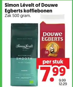 Dekamarkt Simon Lévelt of Douwe Egberts koffiebonen aanbieding
