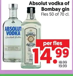 Dekamarkt Absolut vodka of Bombay gin aanbieding