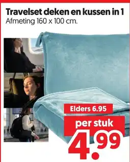 Dekamarkt Travelset deken en kussen in 1 aanbieding