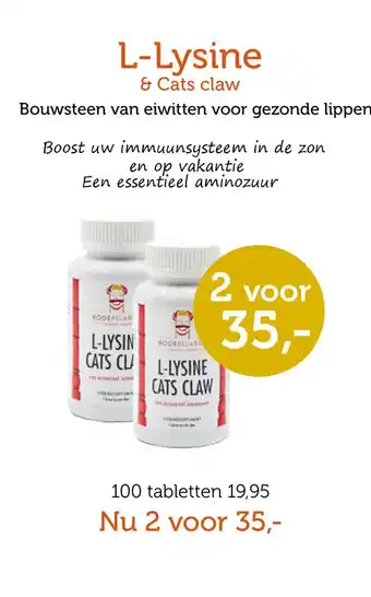 De Rode Pilaren L-Lysine & Cats claw aanbieding