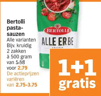 Albert Heijn Bertolli pasta- sauzen aanbieding