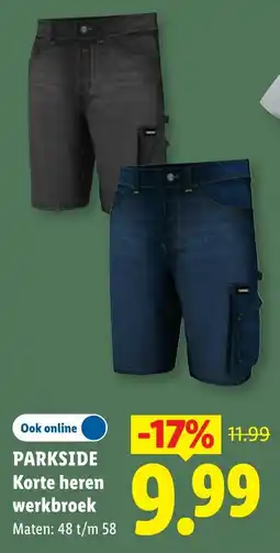 Lidl Parkside Korte heren werkbroek aanbieding