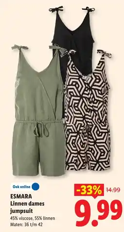 Lidl Esmara Linnen dames jumpsuit aanbieding