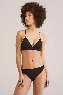 Wehkamp WE Fashion bikinibroekje met textuur donkerbruin aanbieding