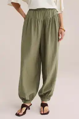 Wehkamp WE Fashion barrel highwaist broek groen aanbieding