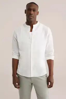 Wehkamp WE Fashion regular casual overhemd met linnen wit aanbieding