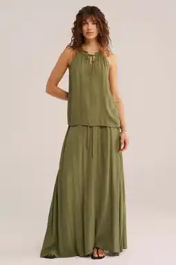 Wehkamp WE Fashion maxi rok olijfgroen aanbieding