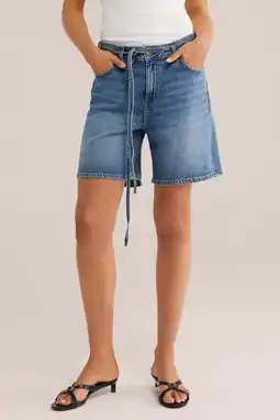 Wehkamp WE Fashion Blue Ridge wide leg regularwaist short dark blue denim aanbieding
