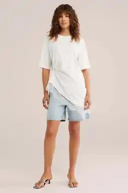 Wehkamp WE Fashion Blue Ridge wide leg regularwaist short light blue denim aanbieding