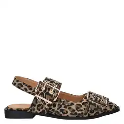 Wehkamp Nelson slingback loafers met panterprint bruin aanbieding