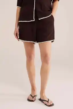 Wehkamp WE Fashion regularwaist casual short donkerbruin aanbieding