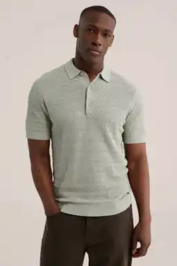 Wehkamp WE Fashion regular polo met textuur lichtgroen aanbieding