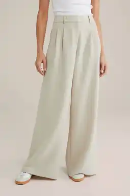 Wehkamp WE Fashion wide leg highwaist pantalon beige aanbieding