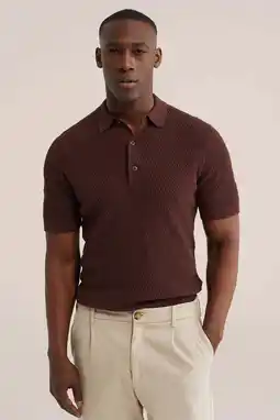 Wehkamp WE Fashion regular polo met textuur donkerrood aanbieding