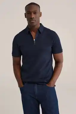 Wehkamp WE Fashion slim polo donkerblauw aanbieding
