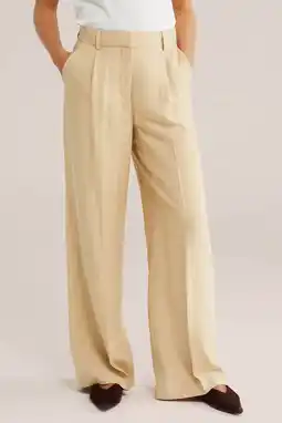 Wehkamp WE Fashion wide leg highwaist broek lichtgeel aanbieding