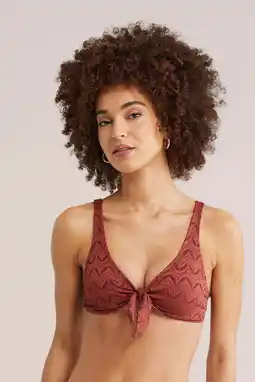 Wehkamp WE Fashion voorgevormde bikinitop met textuur donkerroze aanbieding