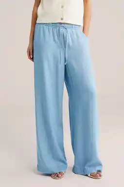 Wehkamp WE Fashion Blue Ridge highwaist wide leg jeans light blue denim aanbieding