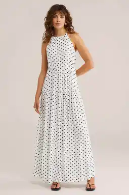 Wehkamp WE Fashion maxi jurk met stippen ecru aanbieding