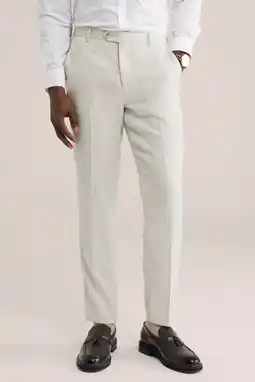 Wehkamp WE Fashion slim pantalon beige met textuur aanbieding