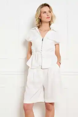 Wehkamp LOLALIZA wide leg regularwaist bermuda short ecru aanbieding