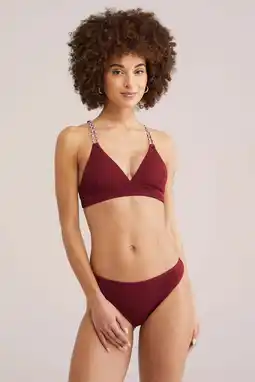 Wehkamp WE Fashion bikinibroekje met textuur donkerrood aanbieding