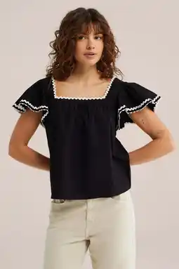 Wehkamp WE Fashion top broderie zwart aanbieding