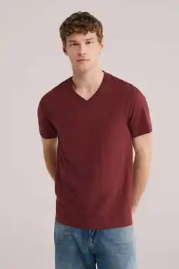 Wehkamp WE Fashion regular T-shirt donkerrood aanbieding