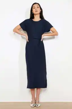 Wehkamp LOLALIZA midi jurk donkerblauw aanbieding