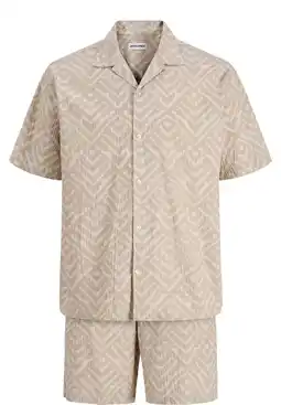 Wehkamp JACK & JONES loose casual overhemd met short beige - (set van 2) aanbieding