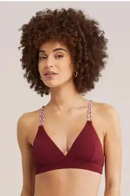 Wehkamp WE Fashion voorgevormde bikinitop met textuur donkerrood aanbieding